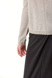 SWTR, merino wool cashmere blend, keyhole crew neck sweater-Fine Knitwear