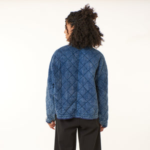 Tractr Jeans, denim, quilted denim baseball jacket-
