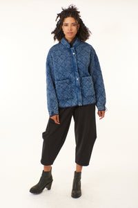 Tractr Jeans, denim, quilted denim baseball jacket-