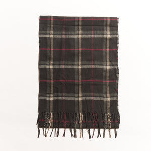 tartan plaid, scarf with fringe-Scarves