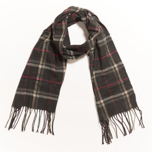 tartan plaid, scarf with fringe-Scarves