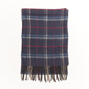 tartan plaid, scarf with fringe-Promo Eligible