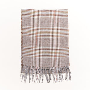 tartan plaid, scarf in brown-Promo Eligible