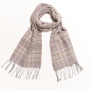 tartan plaid, scarf in brown-