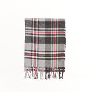 tartan plaid, scarf with fringe-Promo Eligible