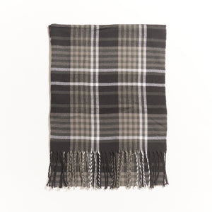 tartan plaid scarf in charcoal-tartan plaid scarf in charcoal