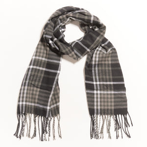tartan plaid scarf in charcoal-Promo Eligible