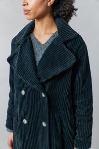 Amici for Baci, Cotton double breasted overcoat in wale cord-Amici for Baci