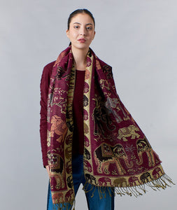 Fashion Collection Cotton Pashmina reversible scarf in elephant print-New Arrivals