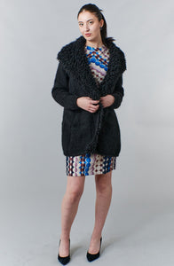 -Black Fall WardrobeMia Peru, Sustainable Alpaca, hand knit shawl collar cardigan