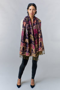 Fashion Collection Cotton Pashmina reversible scarf in elephant print-Gifts - Accessories