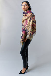 Fashion Collection Cotton Pashmina reversible scarf in elephant print-Accessories