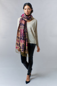Fashion Collection Cotton Pashmina reversible scarf in elephant print-Scarves