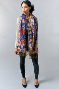 Fashion Collection Cotton Pashmina reversible scarf in elephant print-Gifts