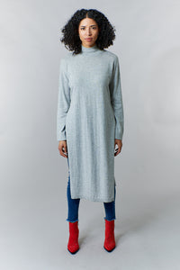 Sita Murt, Knit Tunic, high neck long tunic with side slits-Sita Murt