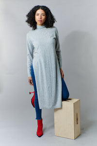 Sita Murt, Knit Tunic, high neck long tunic with side slits-Promo Eligible