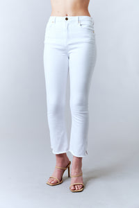 Tractr Jeans, Denim, high rise crop flare in white-Denim
