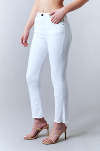 Tractr Jeans, Denim, high rise crop flare in white-Resort Wear