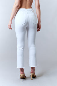 Tractr Jeans, Denim, high rise crop flare in white-Crop Pants