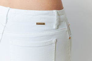 Tractr Jeans, Denim, high rise crop flare in white-Bottoms