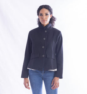 -Italian Designer CollectionAmici for Baci, Organic Cotton, herringbone fitted layered blazer jacket
