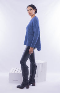 Mia Peru,sustainable alpaca, hand knit v neck sweater-