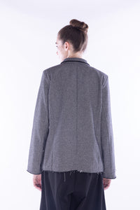Amici for Baci, Organic Cotton, herringbone raw seam fitted blazer jacket-