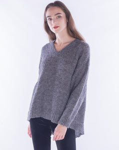 Mia Peru,sustainable alpaca, hand knit v neck sweater-
