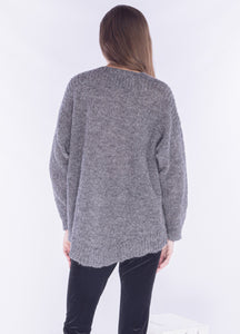 Mia Peru,sustainable alpaca, hand knit v neck sweater-