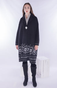 Amici for Baci, Wool, snowflake border print swing overcoat-
