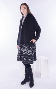 -Amici for BaciAmici for Baci, Wool, snowflake border print swing overcoat