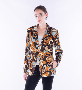 -High EndMaliparmi, Silk Velvet, paisley folly blazer jacket- Italian Designer Collection