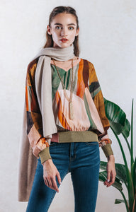 Kier & J, Cashmere long scarf in sand 77x18-Luxury Knitwear