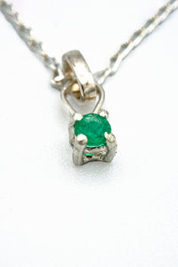 Silver sterling silver and Colombian emerald pendant necklace & earring set-High End Accessories