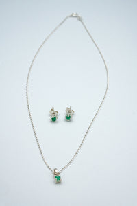-Colombian EmeraldsSilver sterling silver and Colombian emerald pendant necklace & earring set