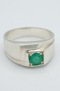 Silver, sterling silver and Columbian emerald chunky ring-Gifts - Accessories