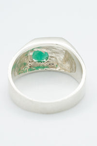 Silver, sterling silver and Columbian emerald chunky ring-Gifts - Jewelry