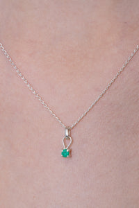 Silver sterling silver and Colombian emerald pendant necklace & earring set-Accessories
