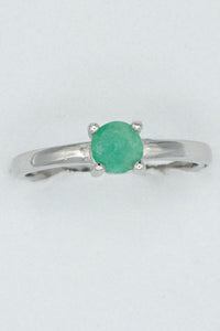 Silver,  sterling silver and Colombian emerald solitaire ring-Colombian Emeralds