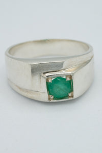 Silver, sterling silver and Columbian emerald chunky ring-