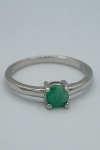Silver,  sterling silver and Colombian emerald solitaire ring-Silver,  sterling silver and Colombian emerald solitaire ring