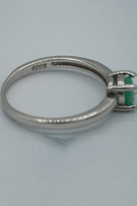 Silver,  sterling silver and Colombian emerald solitaire ring-High End