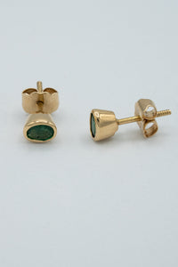 -Gifts - High EndGold 18-karat gold, Colombian emerald stud earrings
