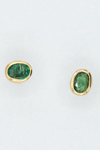 Gold 18-karat gold, Colombian emerald stud earrings-High End