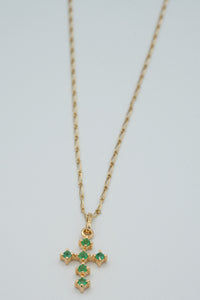 Gold 18-karat gold, Colombian emerald cross pendant necklace-Sale