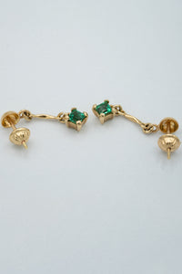 Gold 18-karat gold, Columbian emerald drop earrings-Gold 18-karat gold, Columbian emerald drop earrings