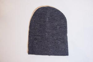 ribbed knit beanie with destruction-Accessories