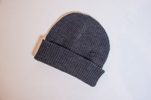 ribbed knit beanie with destruction-Promo Eligible