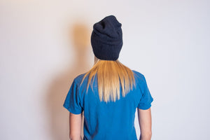 ribbed knit beanie with destruction-Hats