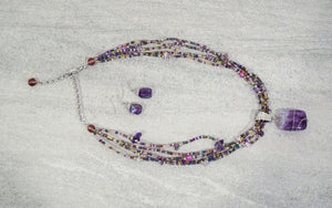 Garbolino Boutique Amethyst beaded necklace with amethyst pendant-Jewelry